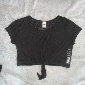 PINK See through cheetah tie-knot top